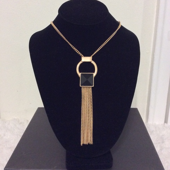 Jewelry - Long Gold & Black Bead Necklace